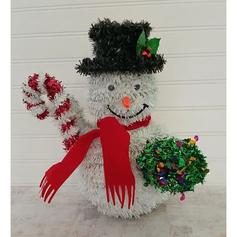 Vintage Tinsel Snowman 12